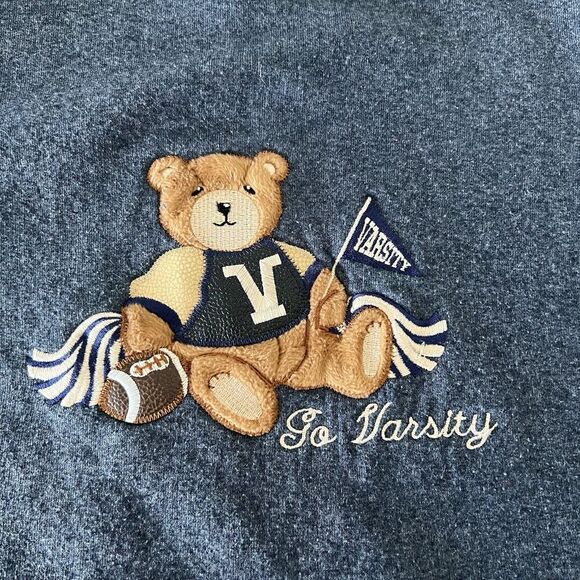Endless Designs Varsity Football Bear Granny Sweatshirt Womens 2X Fleece VTG - Picture 1 of 9